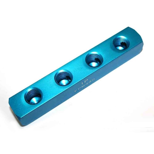 Interstate Pneumatics Aluminum Rectangle Pencil Manifold 4 Way Outlet 1/4 Inch NPT Female, PK 6 FPM44S-D6 - main